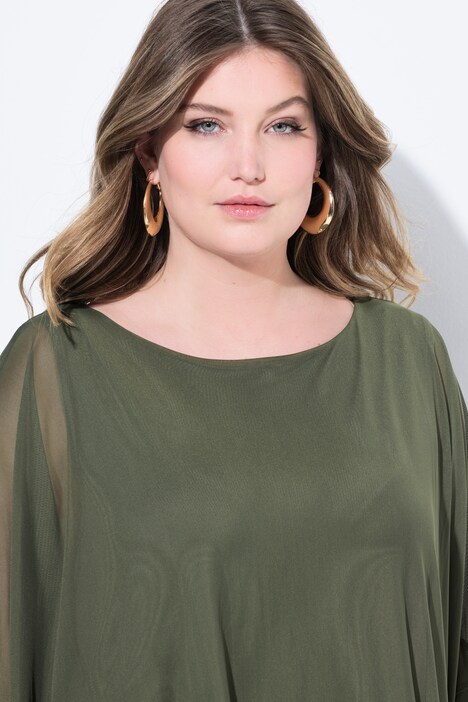 Chemisier oversize en mesh, top opaque et petits strass scintillants