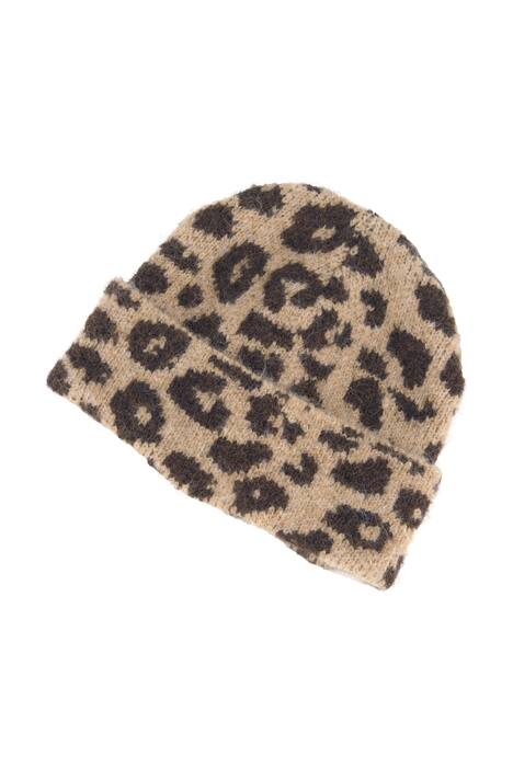 Čepice, úplet, leopardí vzor, krempa