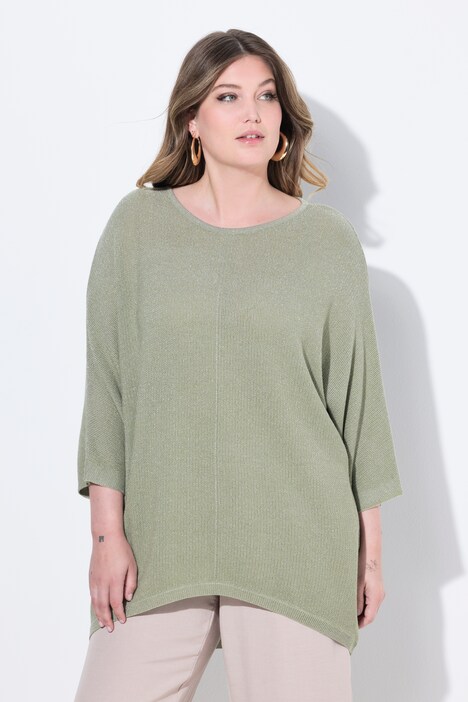 Pull oversize, maille scintillante, manches chauve-souris