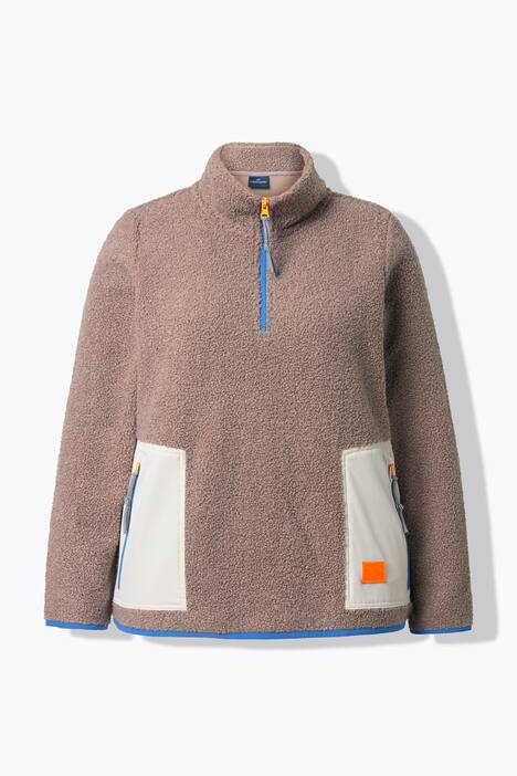 Teddy-Sweatshirt, Langarm, Stehkragen, OEKO-TEX