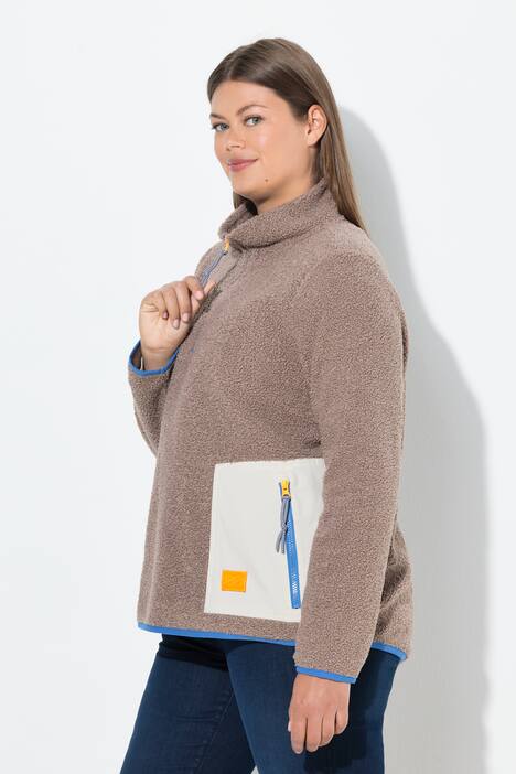Teddy-Sweatshirt, Langarm, Stehkragen, OEKO-TEX