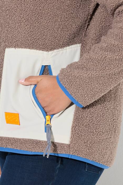 Teddy-Sweatshirt, Langarm, Stehkragen, OEKO-TEX