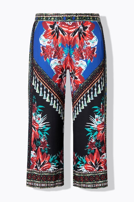 Jupe-culotte jambe droite et large, motif floral