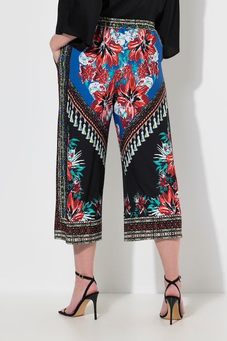 Jupe-culotte jambe droite et large, motif floral