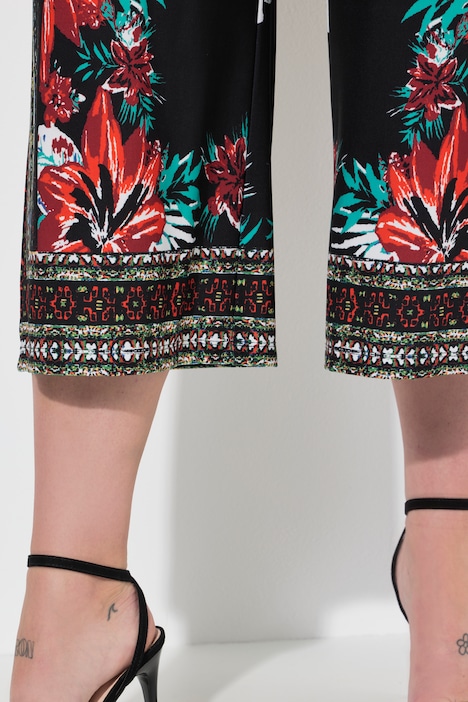 Jupe-culotte jambe droite et large, motif floral