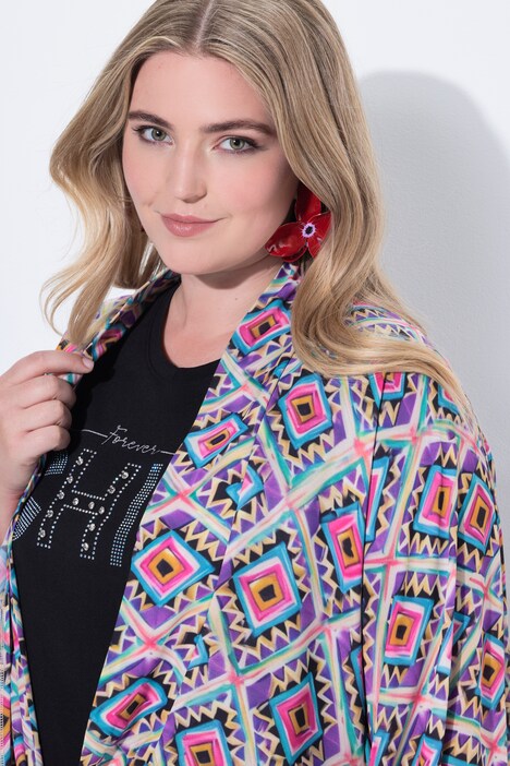 Blusebolero, oversized, grafisk mønster, lange ærmer