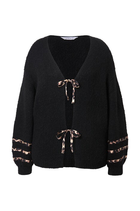 Rozepínací svetr, oversize, leopardí mašle