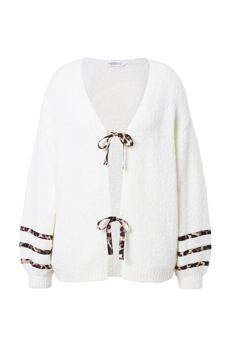 Rozepínací svetr, oversize, leopardí mašle