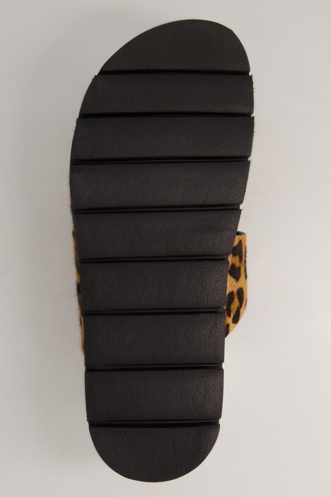 Sandaler, skinn, leopard-remmer, bredde H