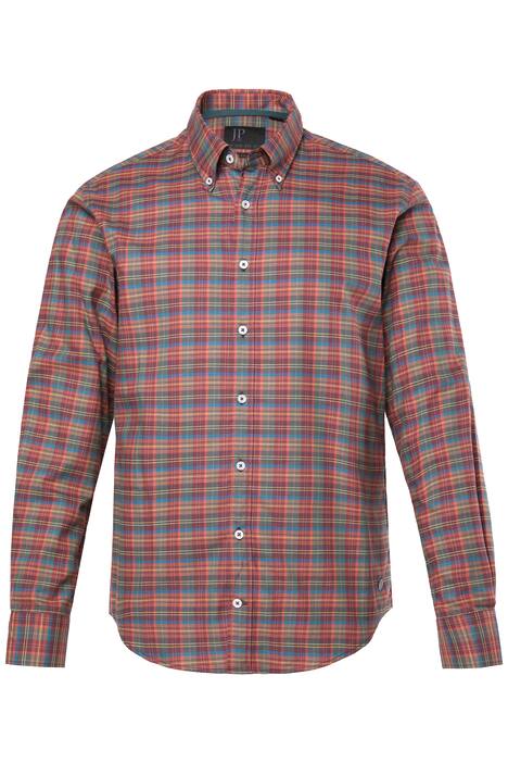 Kostkovaná košile JP1880, dlouhé rukávy, límeček s knoflíky, Modern střih, do 8XL