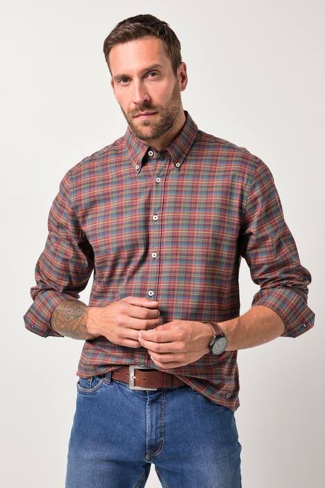JP1880 Karohemd, Langarm, Buttondown-Kragen, Modern Fit, bis 8 XL