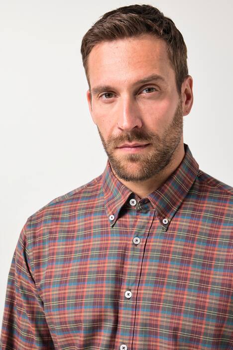 JP1880 Karohemd, Langarm, Buttondown-Kragen, Modern Fit, bis 8 XL