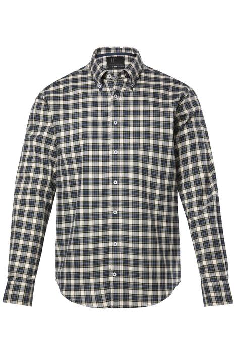 Kostkovaná košile JP1880, dlouhé rukávy, límeček s knoflíky, Modern střih, do 8XL