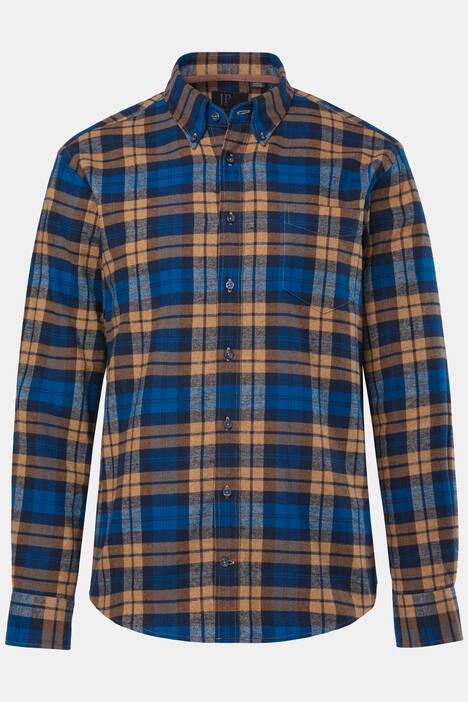 JP1880 Karo-Flanellhemd, Langarm, Buttondown-Kragen, Modern Fit, bis 8 XL