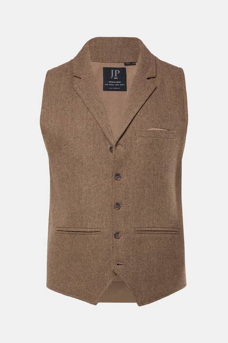 Gilet JP1880 in herringbone tweed con FLEXNAMIC® e retro in maglia, fino alla tg. 7XL
