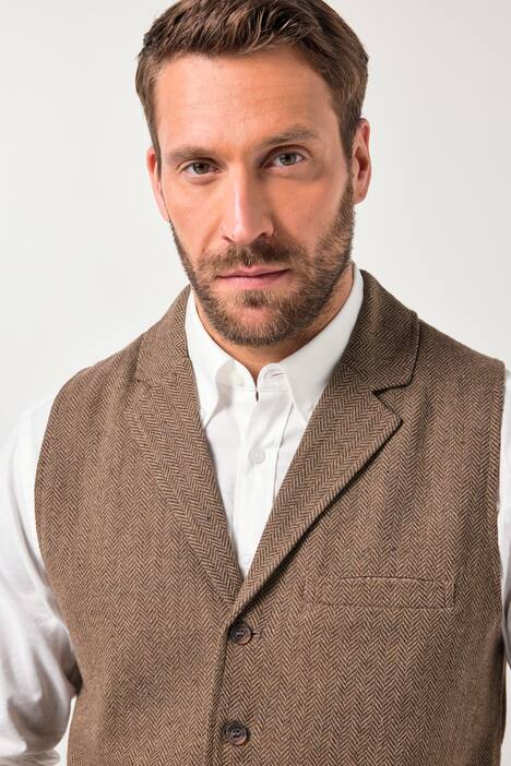 Gilet JP1880 in herringbone tweed con FLEXNAMIC® e retro in maglia, fino alla tg. 7XL