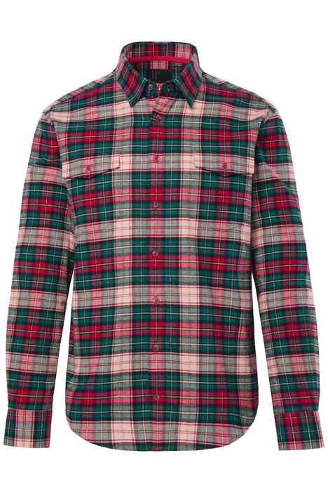 Kostkovaná flanelová košile JP1880, dlouhé rukávy, Kent límeček, Modern střih, do 8XL