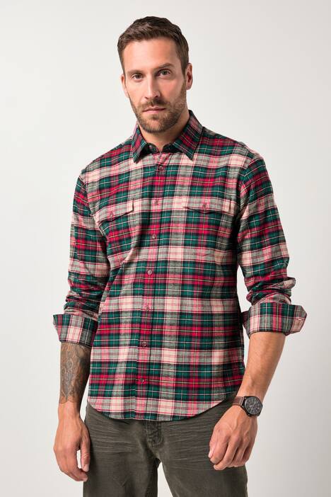 JP1880 Karo-Flanellhemd, Langarm, Kentkragen, Modern Fit, bis 8 XL