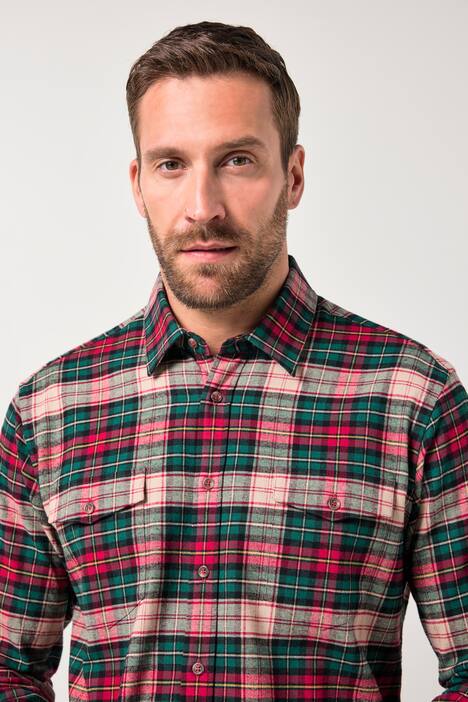 JP1880 Karo-Flanellhemd, Langarm, Kentkragen, Modern Fit, bis 8 XL