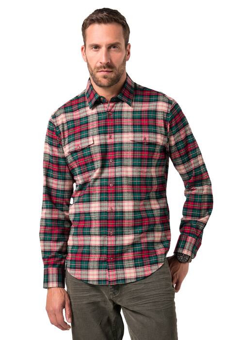 Kostkovaná flanelová košile JP1880, dlouhé rukávy, Kent límeček, Modern střih, do 8XL
