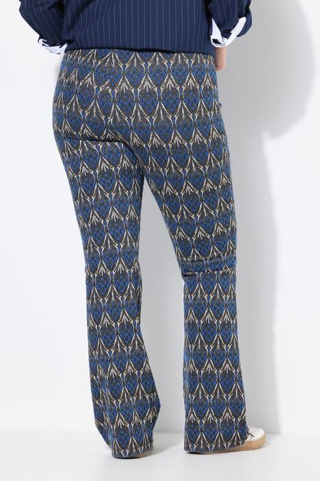 Uitlopende broek, flared pijpen, jacquardmotief, glitter