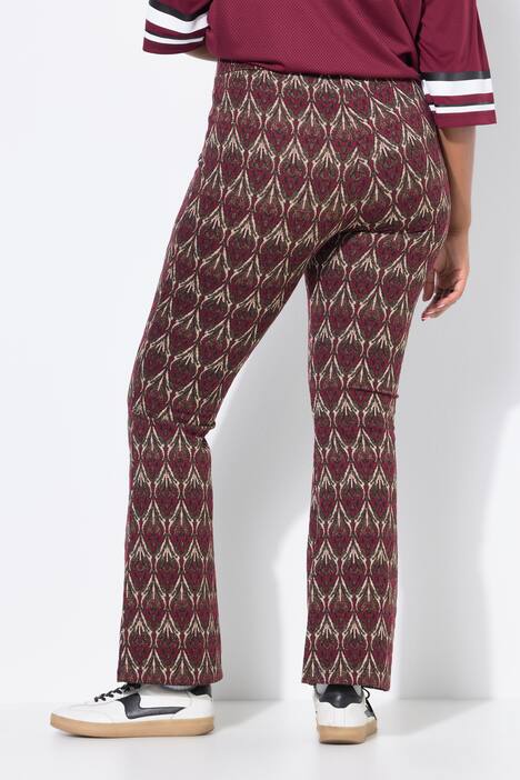 Uitlopende broek, flared pijpen, jacquardmotief, glitter