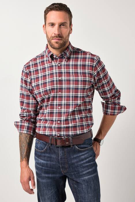 Karo-Flanellhemd, Langarm, Buttondown-Kragen, Modern Fit