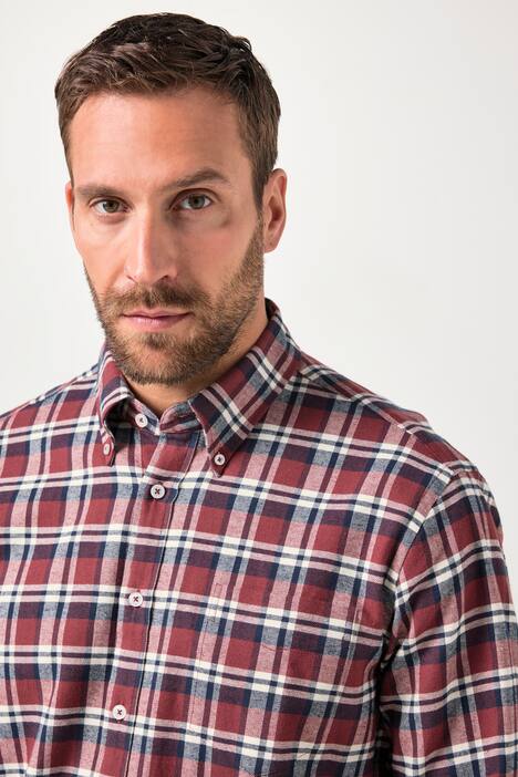 Karo-Flanellhemd, Langarm, Buttondown-Kragen, Modern Fit