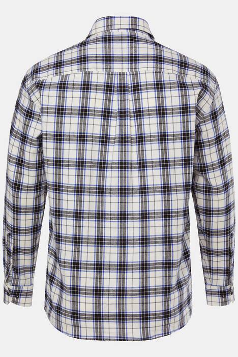 Men+ camisa de franela con cuadros, manga larga, cuello kent, Comfort Fit, hasta la 8 XL