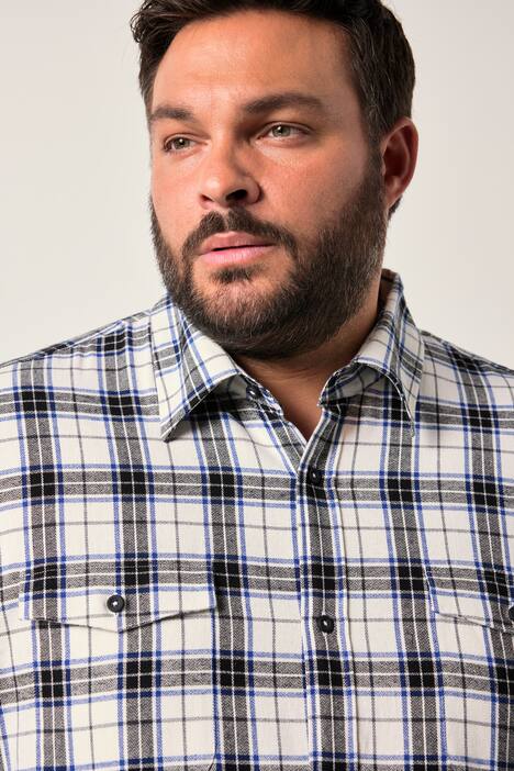 Men+ camisa de franela con cuadros, manga larga, cuello kent, Comfort Fit, hasta la 8 XL