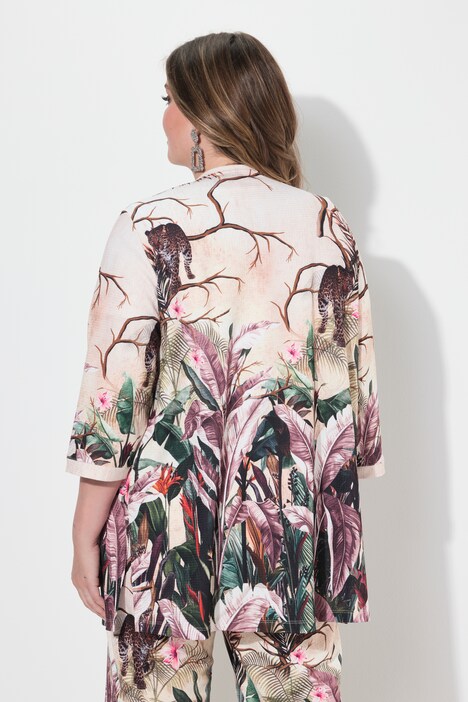 Blusejakke, let A-form, safariprint