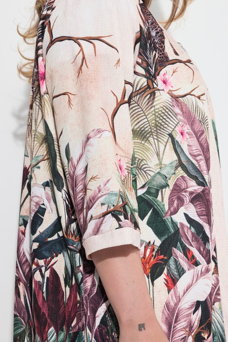 Blusejakke, let A-form, safariprint