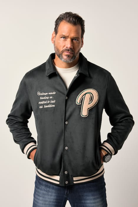 JP1880 Blouson, Velours, Brust-Stick, farbige Bündchen, bis 7 XL