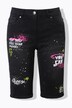 Denim-bermudashorts, lige ben, print