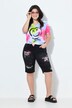 Denim-bermudashorts, lige ben, print