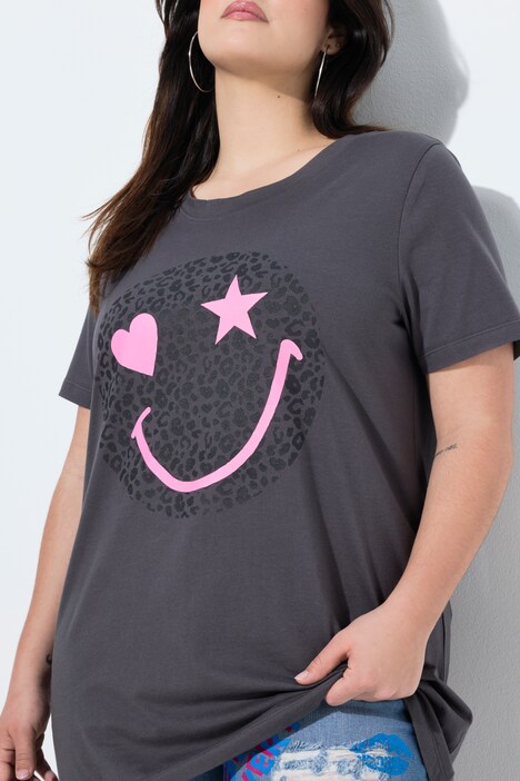 T-shirt avec Smiley léopard/fluo, coupe évasée