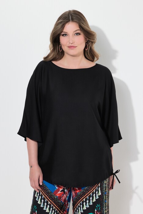 Blouse en satin, cordon coulissant sous tunnel à la base