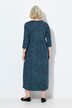 Robe en jersey à coupe évasée. Col tunisien et manches 3/4. Poches