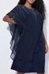 Chiffon-midikjole, dobbelt lag, rund hals og korte ærmer