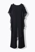 Jumpsuit, heldragt, jerseystof, chiffon-overdel, vidde i benene