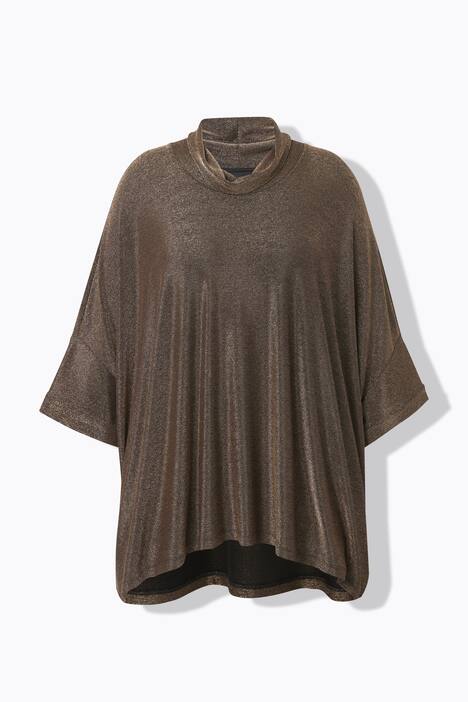Maglia dal taglio oversize con effetto glitter, collo dolcevita e mezze maniche
