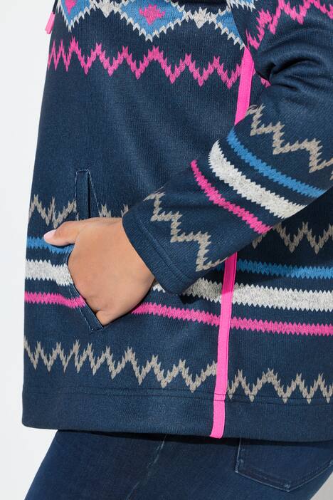 Norweger-Strick Fleece Pullover, Troyerkragen, Langarm