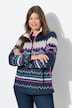 Pullover in pile e maglia dallo stile norvegese con collo polo e maniche lunghe