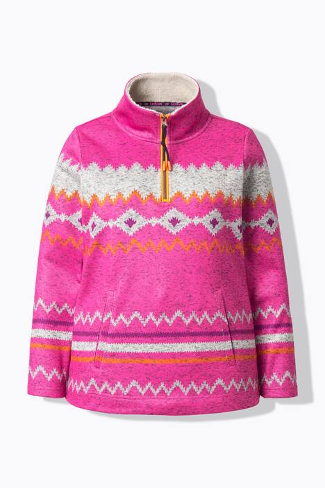 Norweger-Strick Fleece Pullover, Troyerkragen, Langarm
