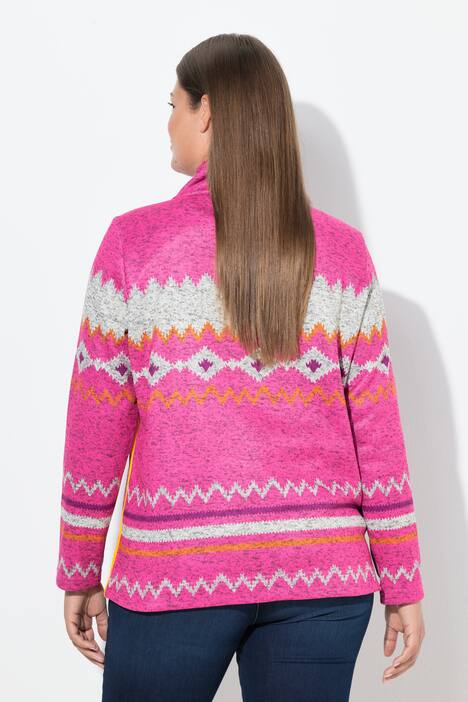 Norweger-Strick Fleece Pullover, Troyerkragen, Langarm