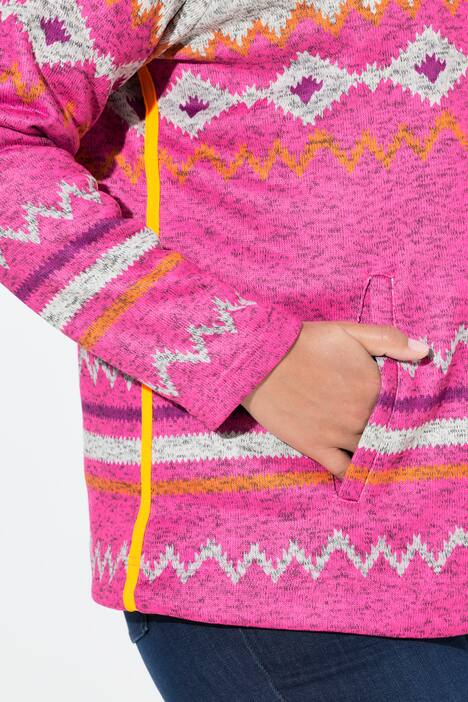 Norweger-Strick Fleece Pullover, Troyerkragen, Langarm