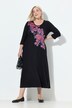 Jersey jurk, bloemen, A-lijn, ronde hals, 3/4-mouw