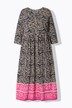 Robe en jersey. Col rond et manches 3/4. Poches et coupe évasée