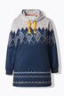 Noorse gebreide lange trui met fleece, capuchon, lange mouw