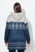 Noorse gebreide lange trui met fleece, capuchon, lange mouw